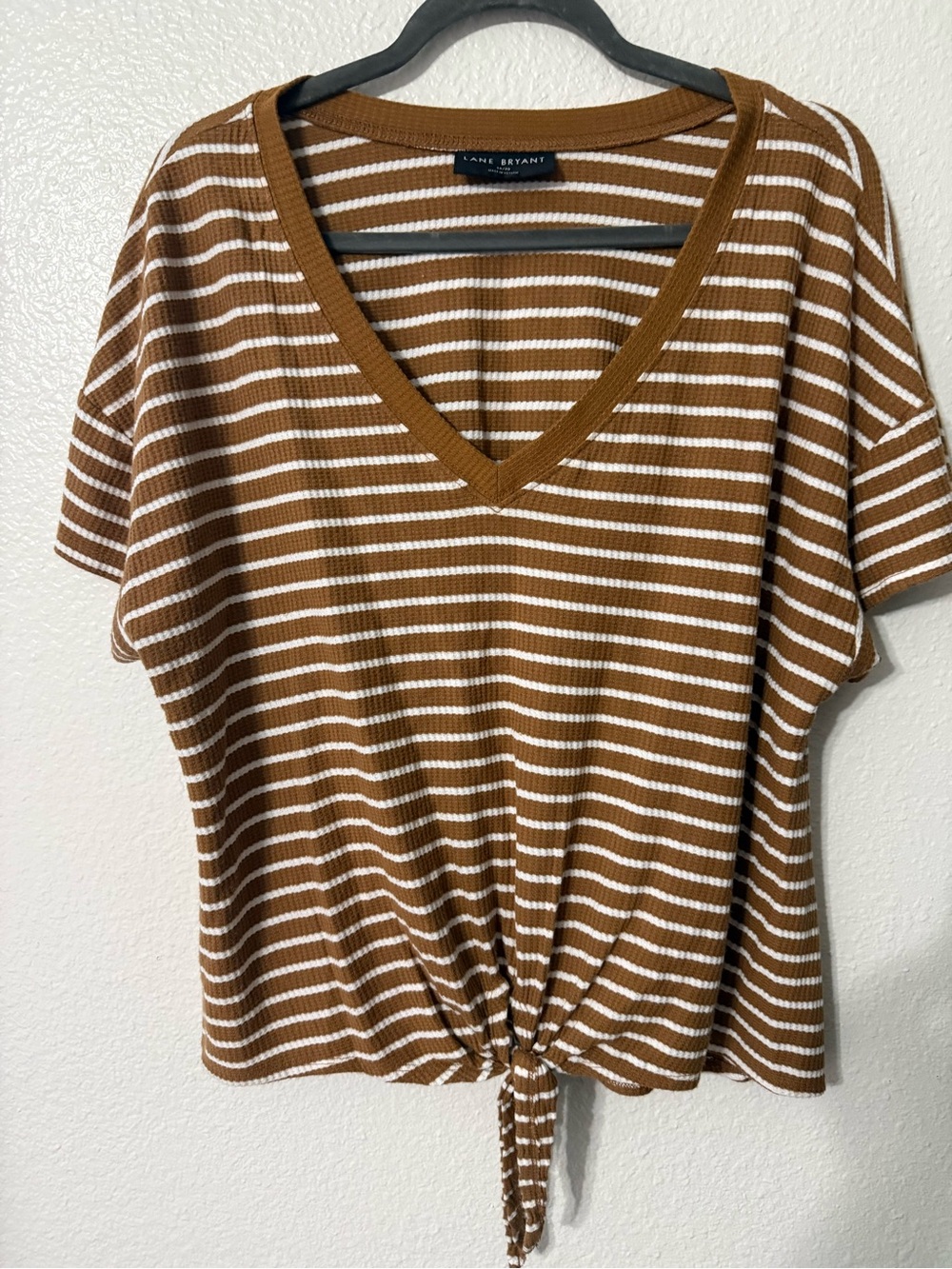 Lane Bryant Striped Waffle Knit Tie Front Top Size 18/20